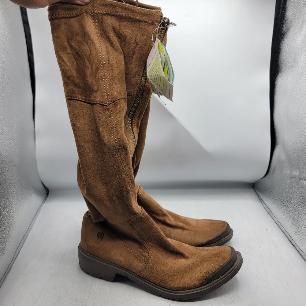 BZEES Boomerang Womens 6 Brown Boots Block Heel Top Drawstring Zip Casual